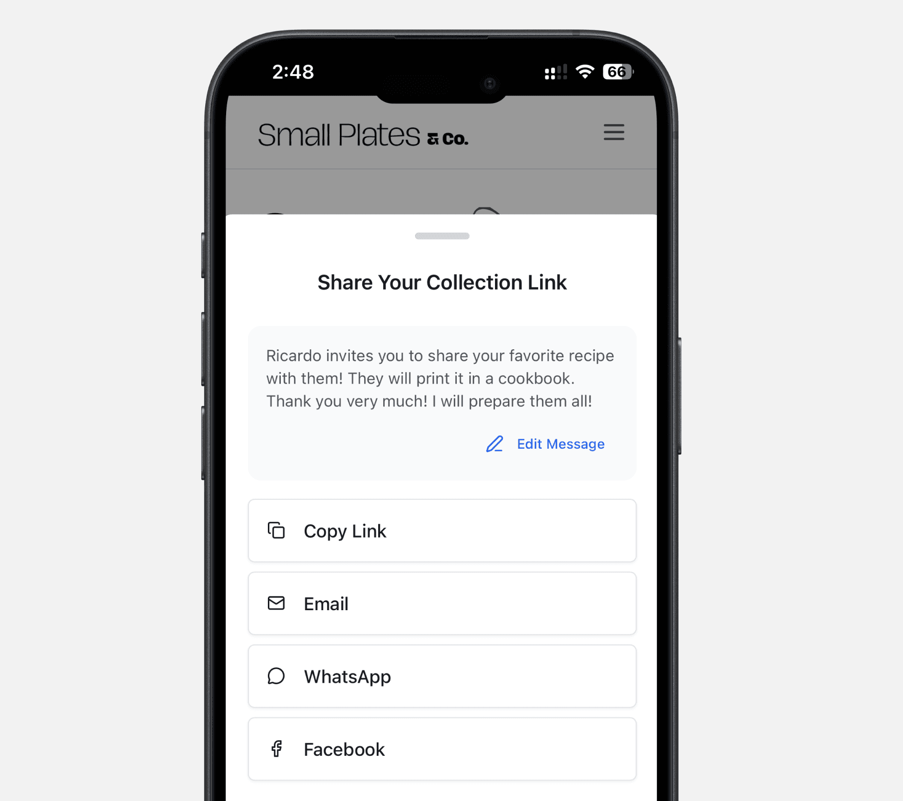 Select Guests and Request Recipes in One Click