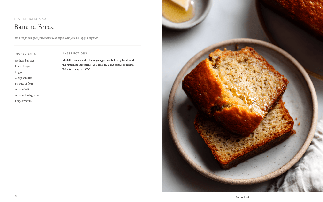 Banana Bread, a recipe shared by Isabel Balcázar