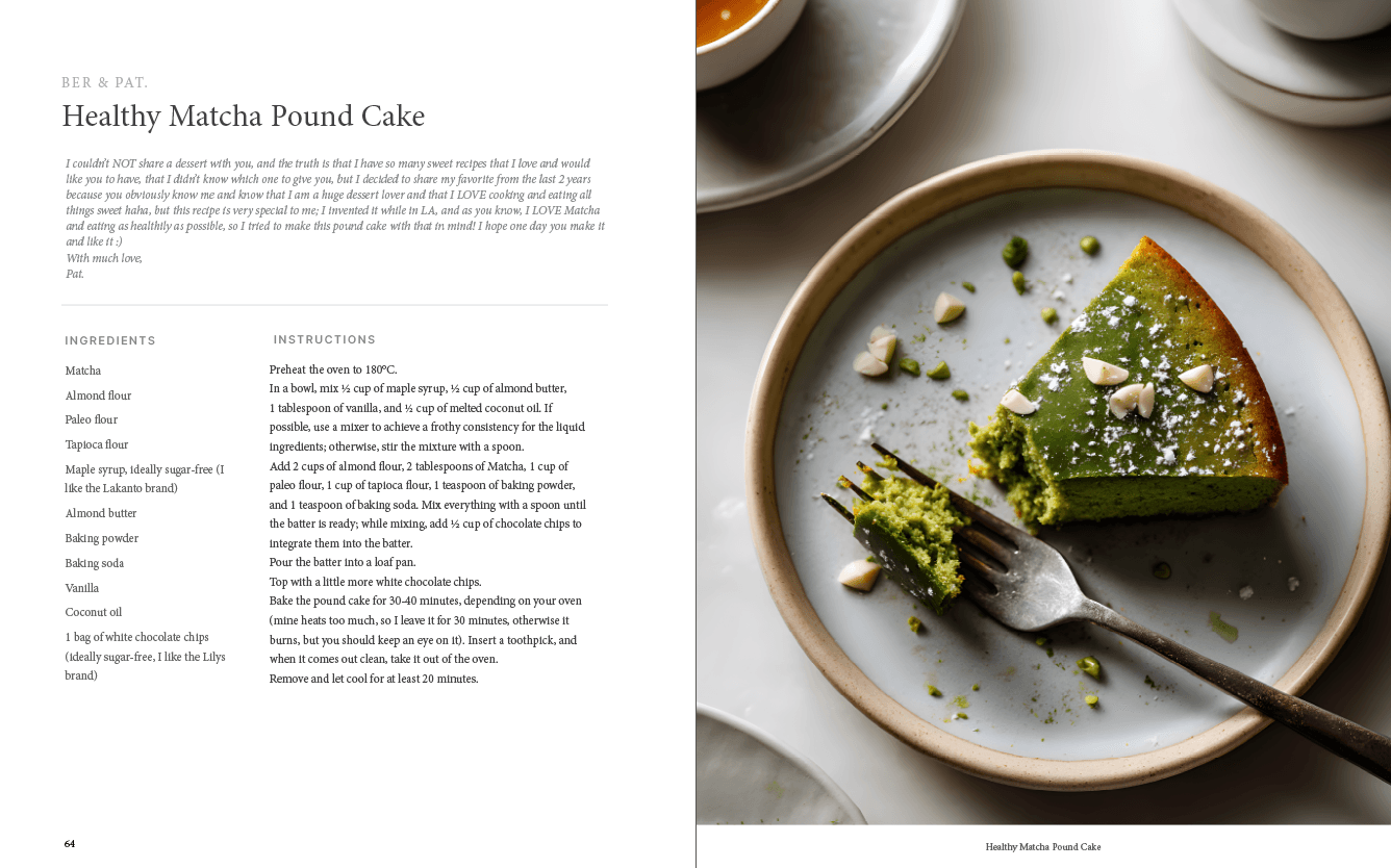 Matcha Pound Cake, a recipe shared by Ber and Pat
