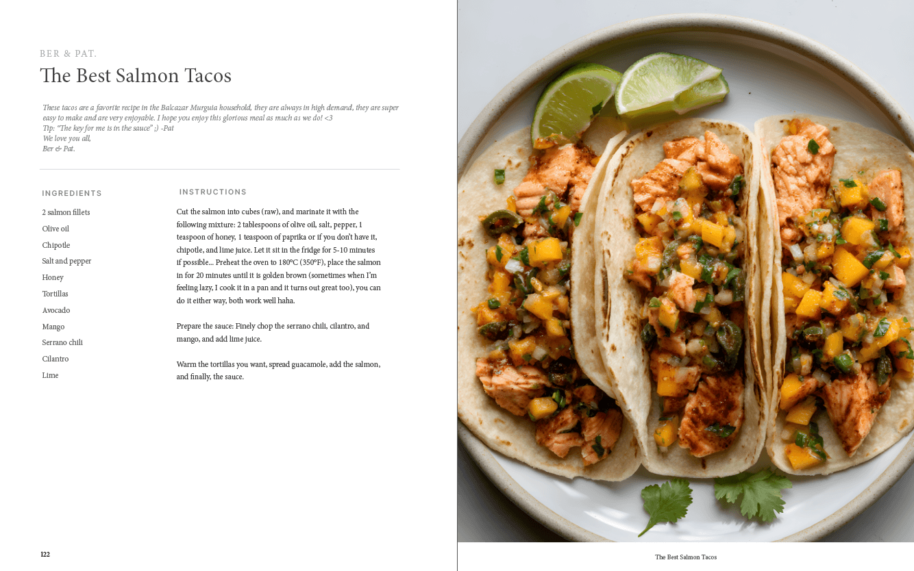 The Best Salmon Tacos, a recipe shared by Barbs and Albert
